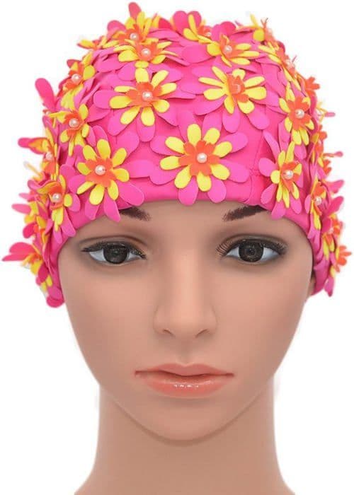 Blomsterbadmössa - MEDIFIER - CL-Y011 - Nylon - Retroblad - One size