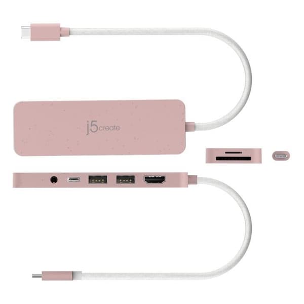 Multi-adapter - J5CREATE - JCD373ER-N - 2x USB 3.2 Typ-A - USB-C PD 100W - SD/microSD & jack