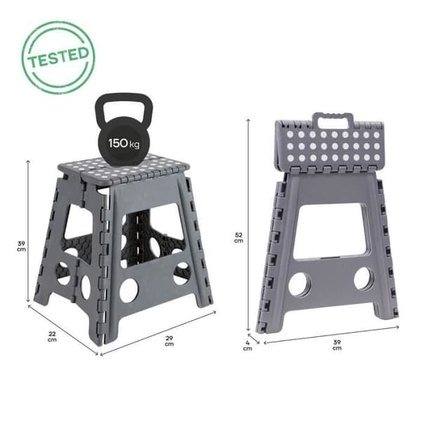 Arregui TB-039-G Multipurpose Folding Pall, Step Pall, 39 cm hög, grå