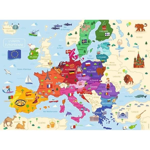 Pusselkarta över Europa 250 bitar - Nathan