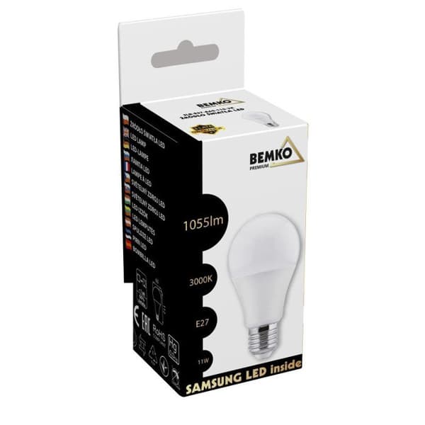 LED-lampa - BEMKO - E27 - 11W - 1055lm - Varmvit 3000K