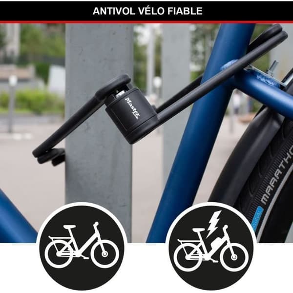 Hopfällbart cykellås - MASTER LOCK - 8335EURDPRO - Härdat stål, 4 nycklar, stöd ingår