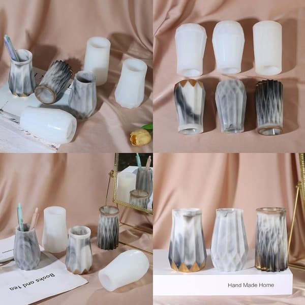 Cayway silikonformar för resin - 3 vasformar + 2 små krukor, CA210454