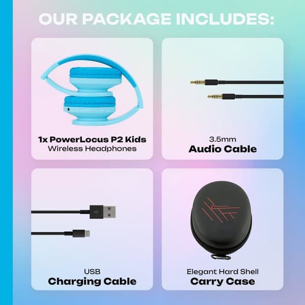 Hörlurar för barn - PowerLocus - P2 - Fällbara - Bluetooth - On-ear