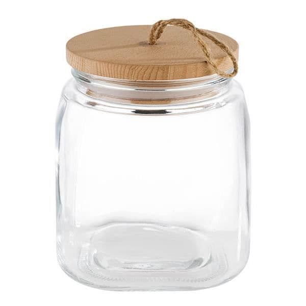 Aps - Träig glasburk med trälock 2 L Transparent