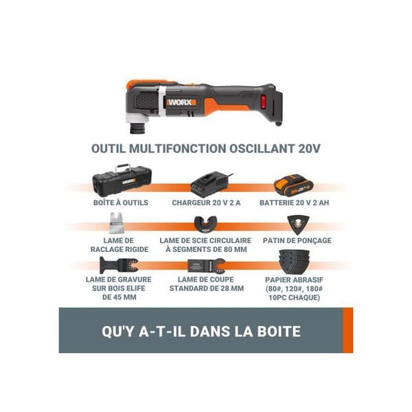 Multifunktionsverktyg - WORX - WX696 - 20V - Variabel hastighet - Kompakt och lätt