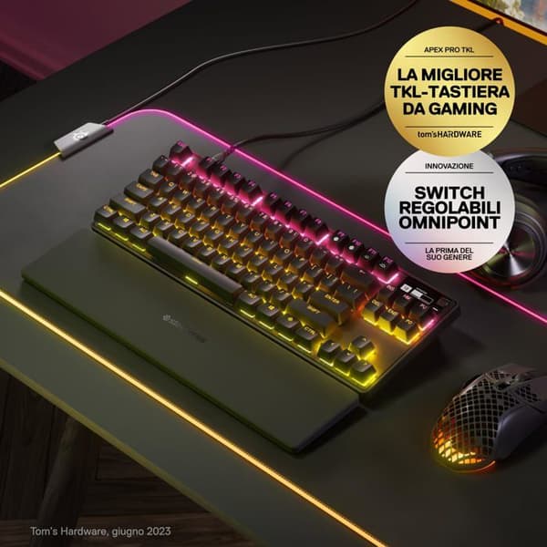Clavier gaming - SteelSeries - Apex Pro TKL - Justerbar aktivering - OmniPoint 2.0 switchar - USB-C