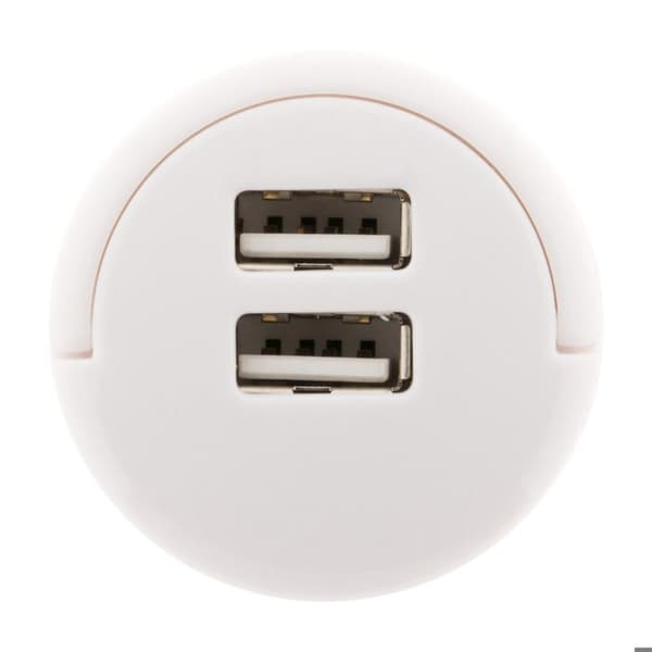 Dubbel USB-laddare 2,1A med utdragbart ring i vitt - Zenitech