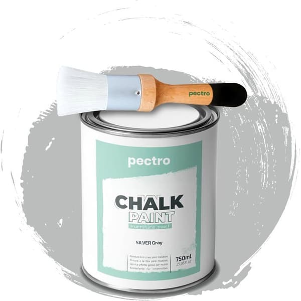 Krita färg - PECTRO - GRÅ SILVER - 750ml - Träborste - Matt finish