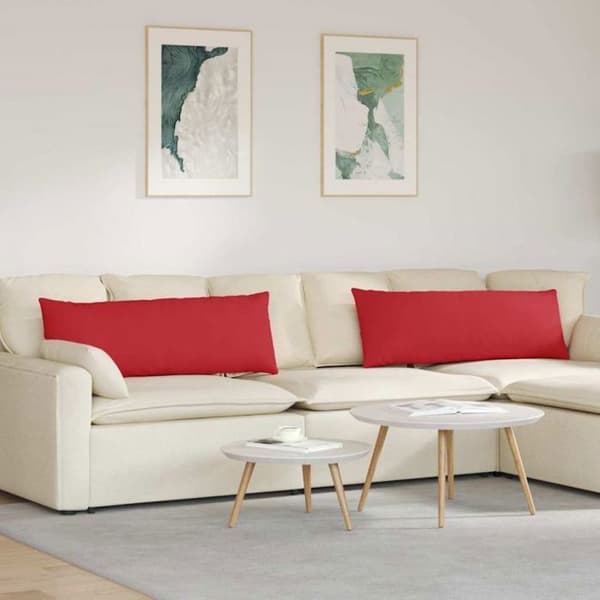 Coussin Vidaxl Soffkuddar 2 st Röd 120 x 40 cm tyg