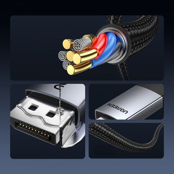 Flätad DisplayPort - HDMI 4K 60 Hz 1 m grå