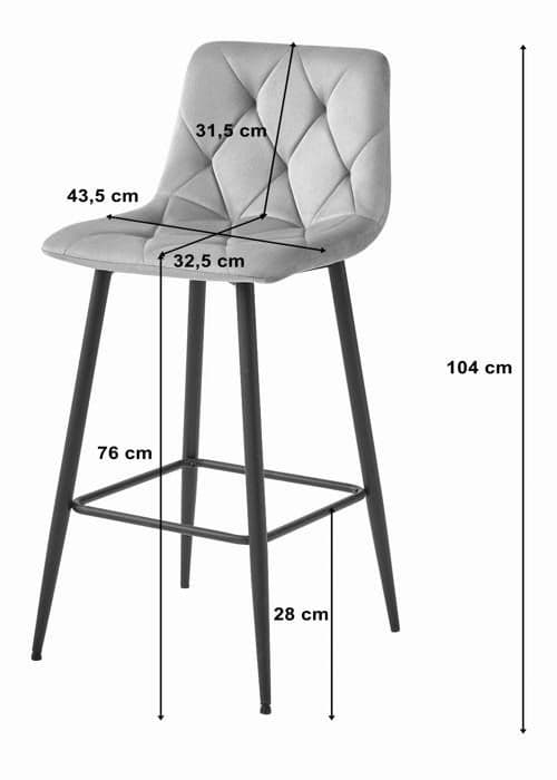 Taburett NADO - mörkgrå sammet / svarta ben x 3