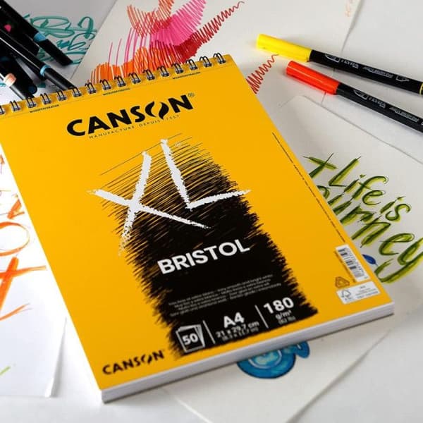 Bloc spirale - CANSON - XL Bristol - 50 ark - format A4 - extra vit släthetspapper