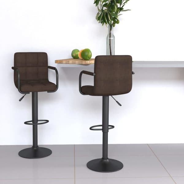 vidaXL Barstolar set om 2 brun tyg 334638