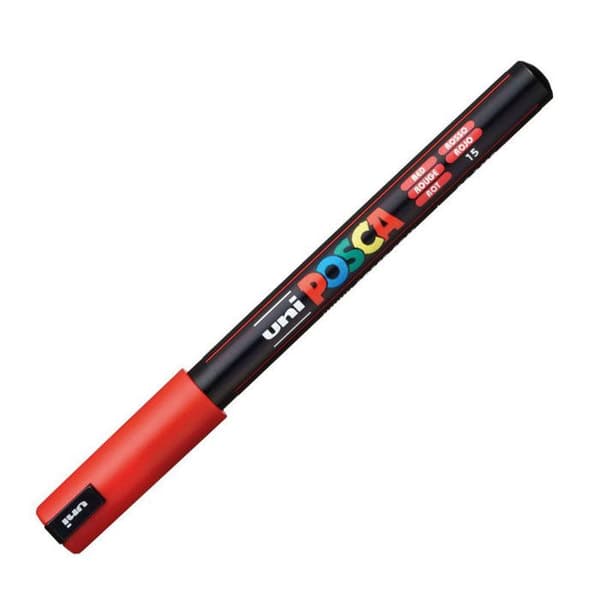 Marker - POSCA - Röd - Extra Fin Spets - Opaque Målarfärg - Vattenbaserad