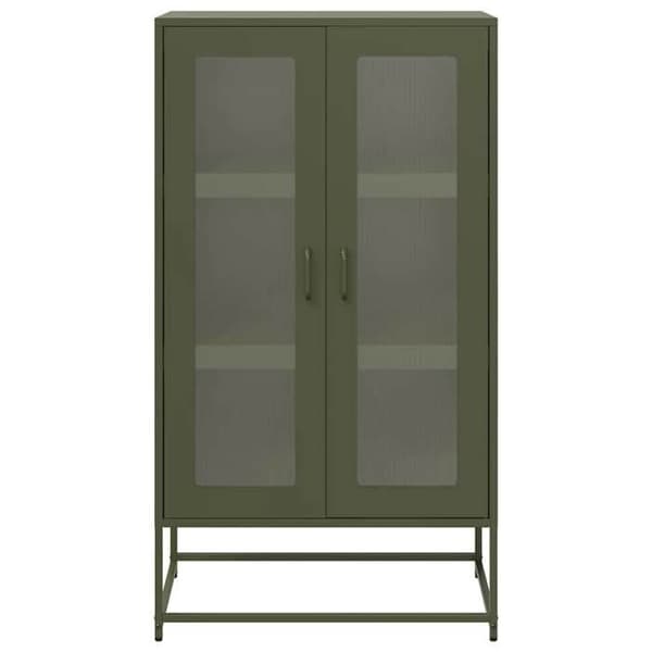 vidaXL Buffé hög olivgrön 68x39x123 cm stål 853360