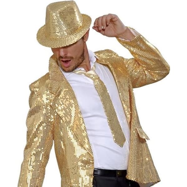 Paljettslips - WIDMANN - Guld - Disco Party Kostym Accessoar