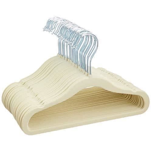 Amazon Basics - Set med 30 barnklädhängare i sammet, beige