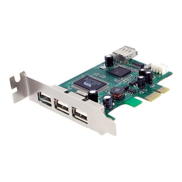 4-portars USB 2.0 PCIe-kontrollkort - USB PCI-E-adapter - 3x extern USB A - 1x intern USB A - PEXUSB4DP
