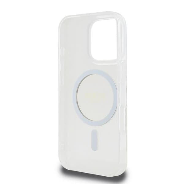 Coque för iPhone 16 Pro Max MagSafe med Glittrande Cirkel Guess Transparent
