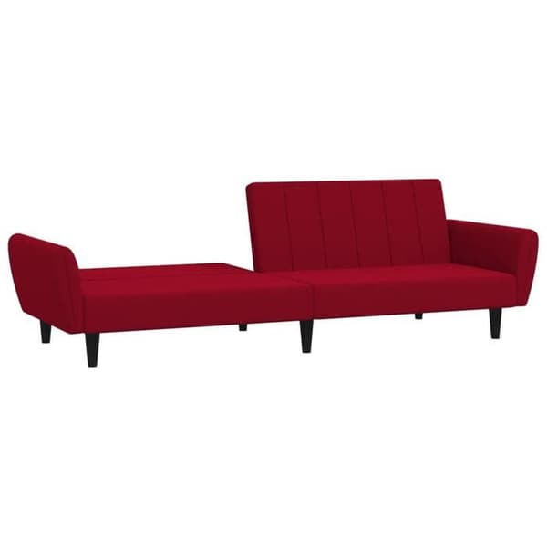vidaXL Soffa-säng 2 platser vinröd sammet 375862