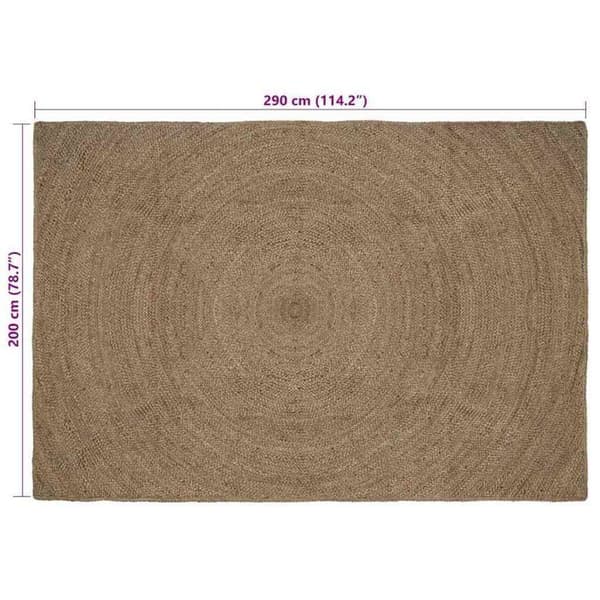 Jutematta - vidaXL - 200x290 cm - Grå - Rektangulär - Modern - Miljövänlig - Maskintvättbar - Inomhusbruk