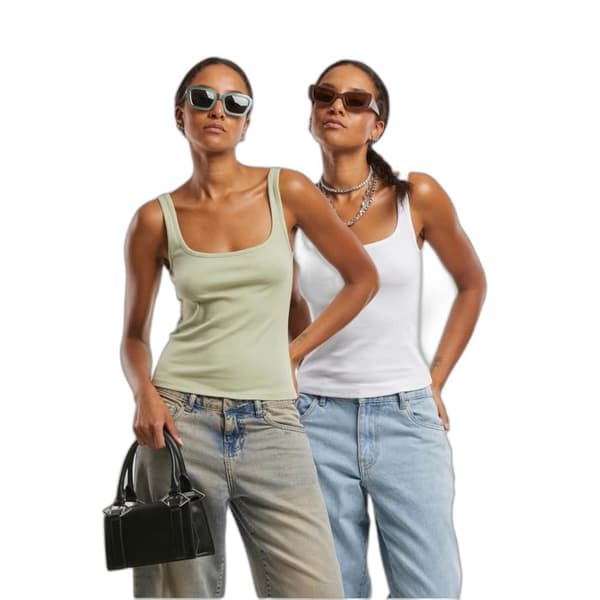 Urban Classics damtopp med bred halsringning (x2)