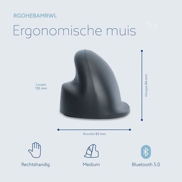 R-Go HE Basic Vertikal Mus (medium, högerhänt)