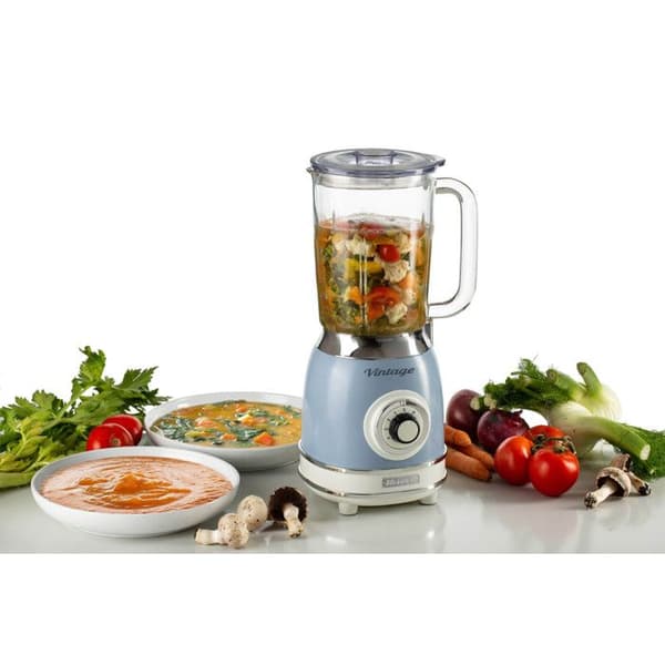 VINTAGE GLAS BLENDER 1000 WATT 583 ARIETE BLÅ