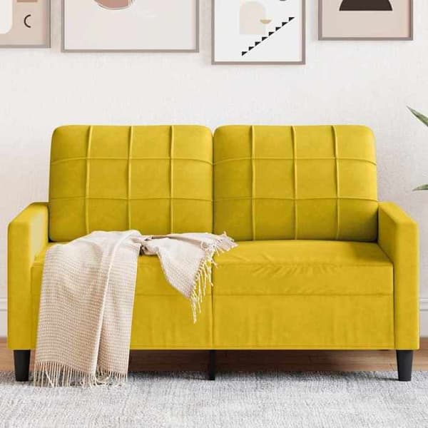 vidaXL 2-sitssoffa Gul 120 cm Sammet 4007620