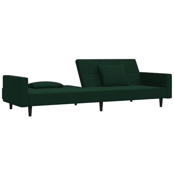 vidaXL 2-sits bäddsoffa med två kuddar Mörkgrön sammet 375818