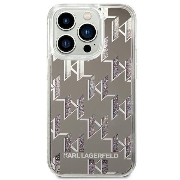 Karl Lagerfeld iPhone 14 Pro Monogram Liquid Glitter TPU - Silver