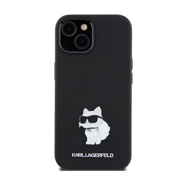Telefonfodral - KARL LAGERFELD - iPhone 15 Plus - Silikon - Svart - Design Choupette