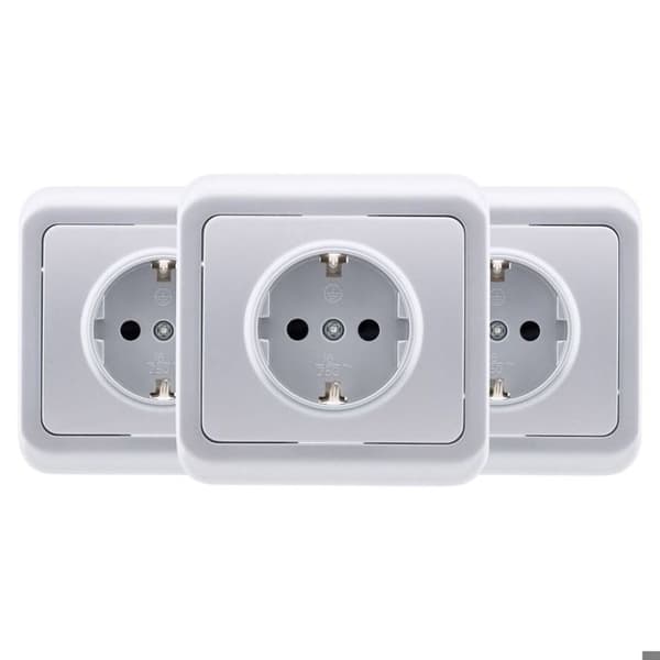 Paket med 3 inbyggda Schuko uttag 16A - Grå - Antaria - Zenitech