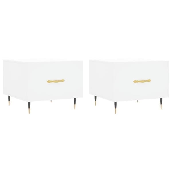 vidaXL Soffbord 2 st Vit 50x50x40 cm Konstruerat trä 829349