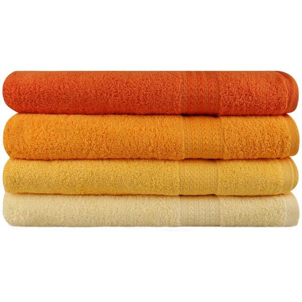 Set med 4 badhanddukar - 70 x 140 cm - Gul
