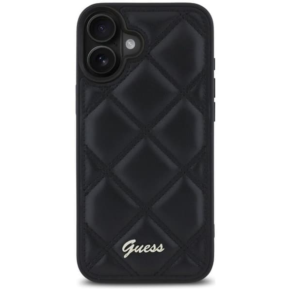 Guess quiltad metalllogotyp för iPhone 16 Plus - Svart