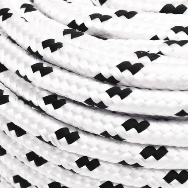 152768 vidaXL flätat båtrep Vit 8 mmx100 m polyester