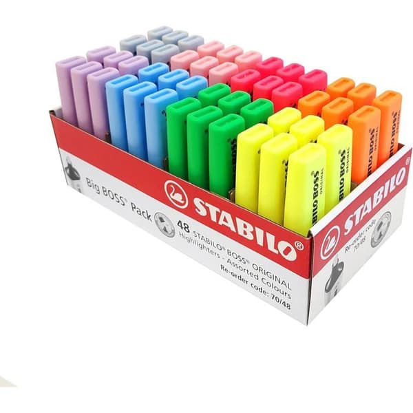 STABILO BOSS ORIGINAL Markerpenna Pack av 48 Fluorescerande och Pastell