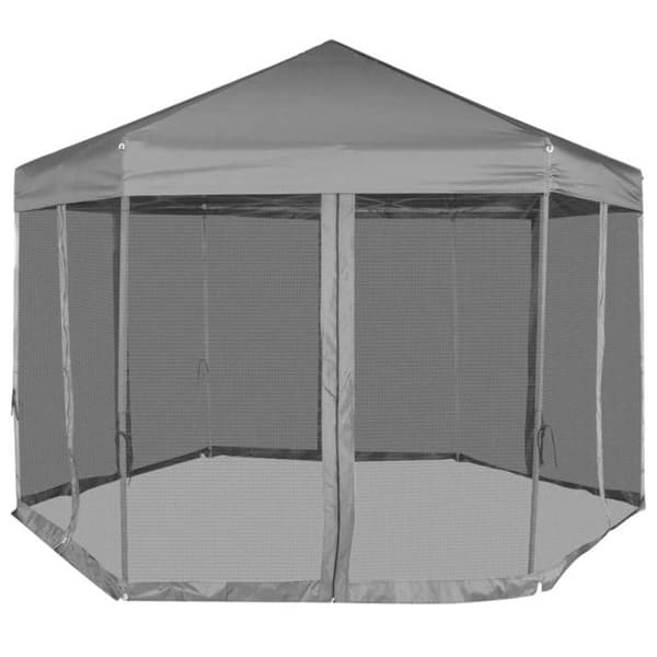 vidaXL Fällbar Hexagonal Tält med 6 Sidor Väggar Grå Pavilion 42111