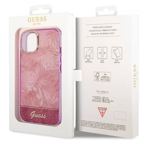 iPhone 14 Plus | GUESS Jungle Collection Case (rosa)