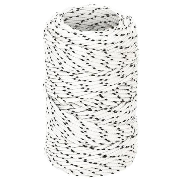 152741 vidaXL Flätat båtrep Vit 2mmx25m Polyester