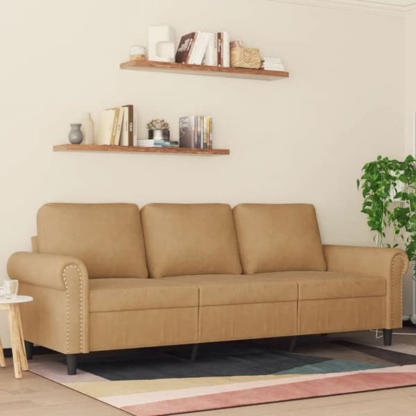vidaXL Soffa 3-sits Brun 180 cm Sammet 359546