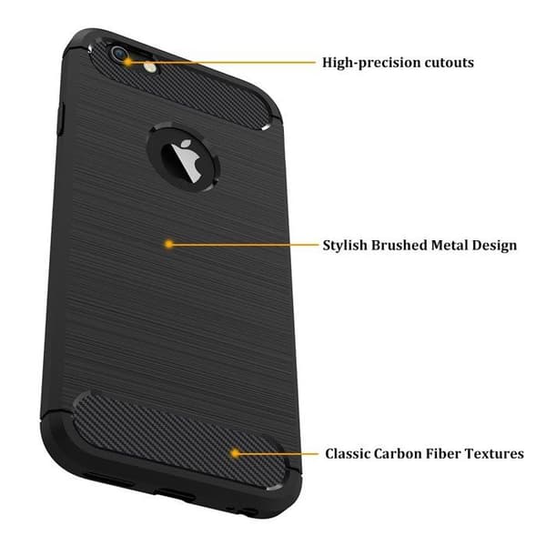 Mobilskal - 10API62-B - iPhone 6/6S - Mjuk TPU - Stötsäker, borstad metallbaksida