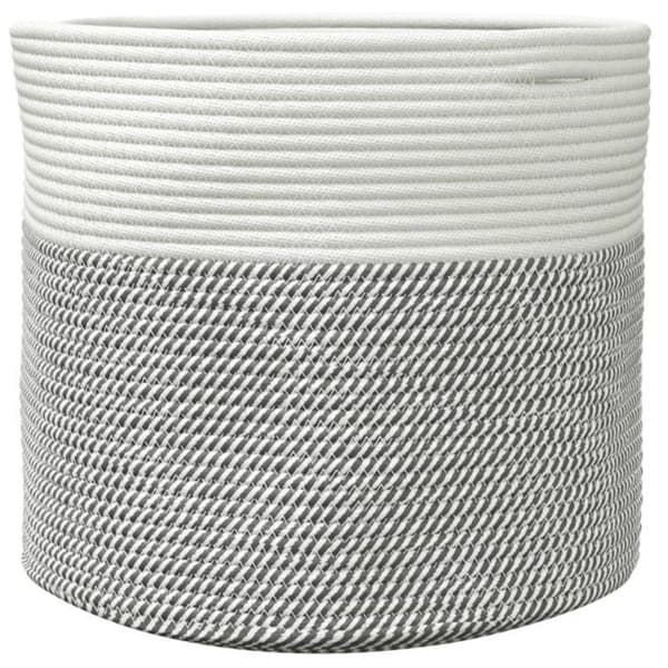 Grå och vit förvaringskorg Ø40x35 cm bomull