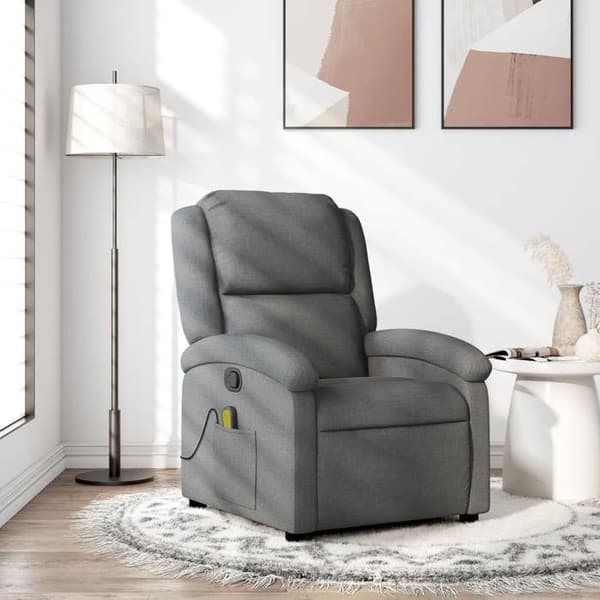 vidaXL Grå mörk massagefåtölj med lutning 3205417