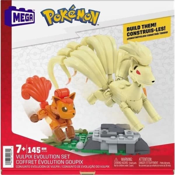 MEGA-Pokémon-Vulpix Evolution-Låda med 2 figurer och 145 delar HTH79