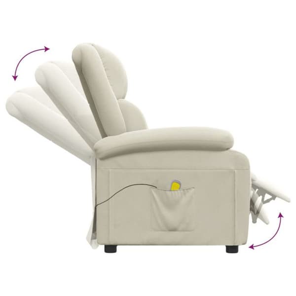 vidaXL Massagefåtölj Crème Sammet 342419