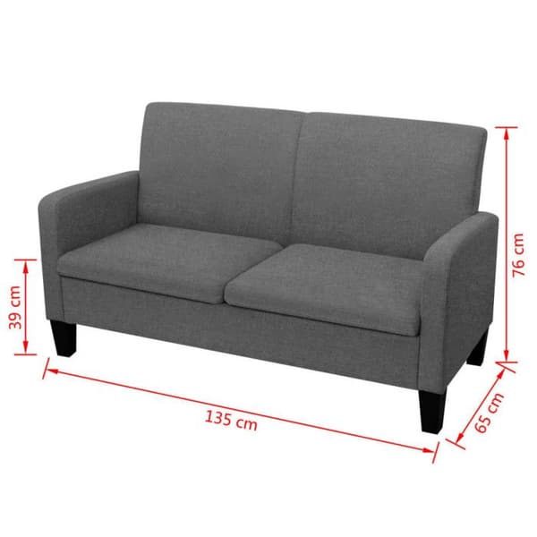vidaXL 2-sits soffa 135x65x76 cm Mörkgrå 244709