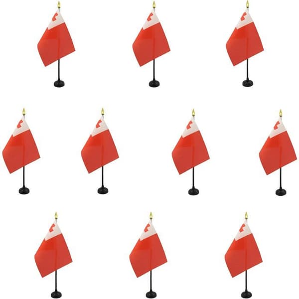 Mini Tonga-flagga AZ FLAG - 10-pack - 15x10 cm - Kontorsflaggor 100% Polyester